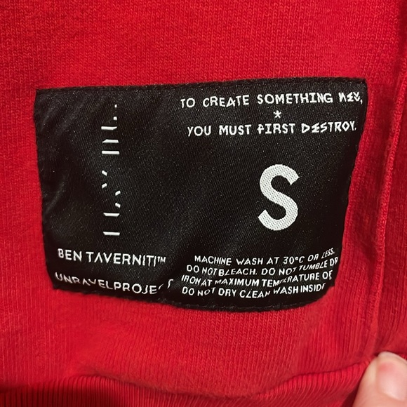 BEN TAVERNITI UNRAVEL PROJECT Red Hoodie Bodysuit Small - Picture 9 of 13